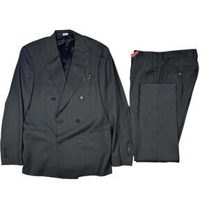 Tombolini Double-Breasted 2 Piece Suit Gray Size 48 R - 7 EU | 38 R US | 35 W